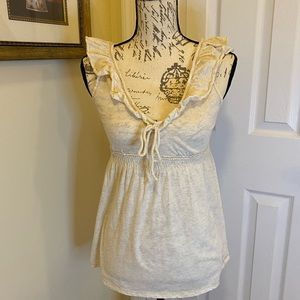 Hollister beige v-neck ruffle top size L